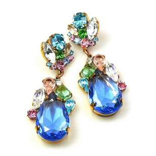 Fountain Earrings for Pierced Ears ~ Pastel Tones with Blue