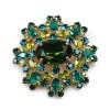 Aztec Sun Brooch ~ Olive Emerald