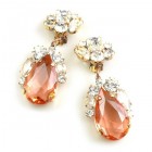 Fountain Clips-on Earrings ~ Clear Crystal Rose