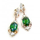 Mythique Earrings for Pierced Ears ~ Crystal Silver Green