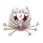 Kitty Brooch ~ Clear Crystal with Red Eyes