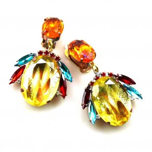 Elegance Earrings Clips ~ Extra Jonquil Multicolor*