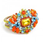 Florence Clamper Bracelet ~ Orange Multicolor
