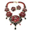 Crystal Blossom ~ Necklace Set ~ Ruby Red with Black