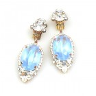 Ovals Clips-on Earrings ~ Crystal Silver Azure