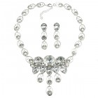 Arwen Necklace Set with Earrings ~ Clear Crystal ~ Silver Plated