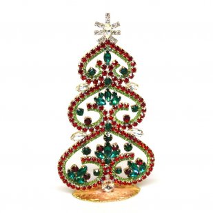 Hearts Standing Xmas Tree 16cm ~ Red Green Emerald*