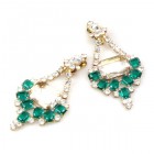 Window to Paradise Clips Earrings ~ Clear Crystal Emerald