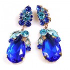 Fountain Earrings for Pierced Ears ~ Aqua Tones with Blue