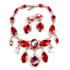Floralie Necklace Set with Earrings ~ Red Crystal