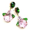 Bubbles Earrings Pierced ~ Extra Pink with Green*