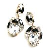 Fiore Pierced Earrings ~ Clear Crystal Black