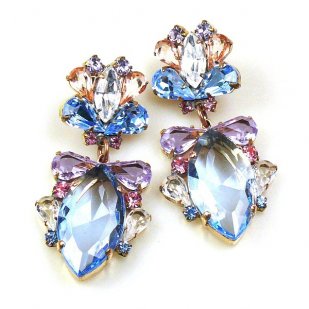 Floralie Earrings Pierced ~ Sapphire and Colors