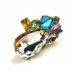 Fountain Ring ~ Pastel Tones with Clear Crystal