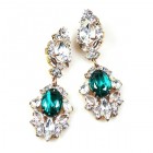 Crystal Gate Pierced Earrings ~ Silver Emerald
