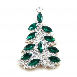 Xmas Navette Tree Brooch ~ Emerald Clear*