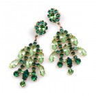 Enchanted Rhinestone Earrings Pierced ~ Green Tones