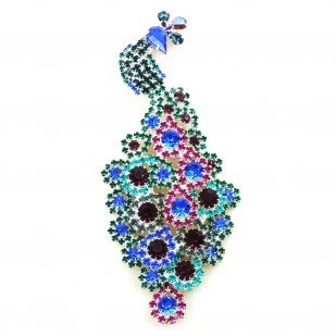 Peacock Necklace Pendant ~ R ~ Silver Surface*