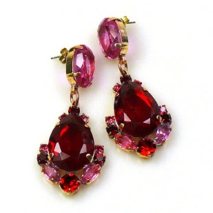 Toccata Earrings Pierced ~ Red Fuchsia