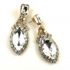 Grand Navette Earrings Pierced ~ Clear Crystal*