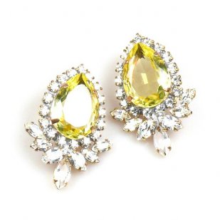 Paris Charm Pierced Earrings ~ Crystal with Yellow Jonquil