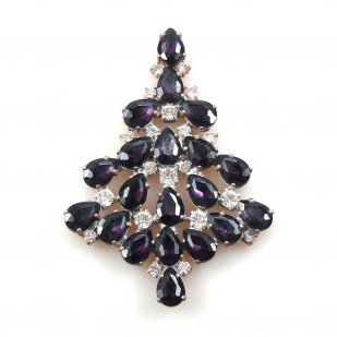 Brooch Teardrops Tree 7cm ~ Purple Clear*
