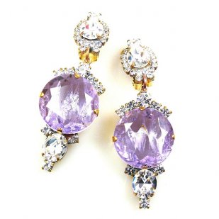 Taj Mahal Earrings Clips ~ Clear with Silver Violet