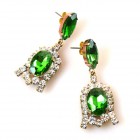 Little Bells Earrings Pierced ~ Green Clear*