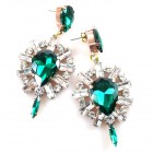 Lioness Earrings Pierced ~ Clear with Emerald*