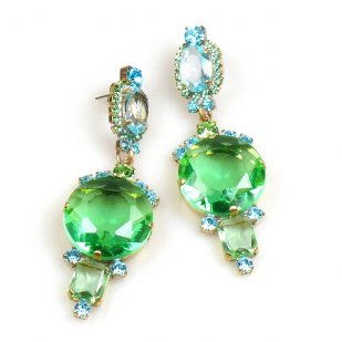 Taj Mahal Earrings Pierced ~ Green with Aqua