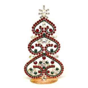 Hearts Standing Xmas Tree 16cm ~ Red Emerald Clear*
