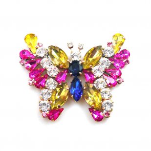 Butterfly Multicolor Brooch ~ Fuchsia Yellow*