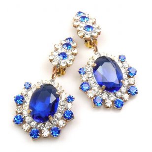 Infinite Dream Earrings Clips ~ Sapphire Blue