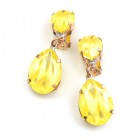 Raindrops Earrings Clips ~ Opaque Silver Yellow