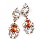 Crystal Gate Pierced Earrings ~ Silver Orange