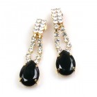 Gemini Earrings Clips ~ Clear Crystal with Black