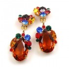 Fountain Clips-on Earrings ~ Fruit Cocktail with Topaz