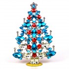 Beautiful Xmas Tree Decoration 21cm Navettes ~ Aqua Red Clear*