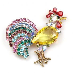 Rooster Brooch ~ Yellow
