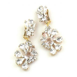 Power of Flowers ~ Earrings with Clips ~ Clear Crystal