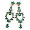 Extra Long Dangling Earrings Clips-on ~ Emerald Green