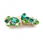 Barrette Clip with Butterfly ~ Green Tones