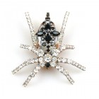 Cross Spider Brooch ~ Crystal with Black
