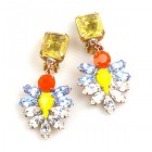 Perceive Earrings with Clips ~ Yellow Clear Sapphire*