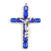 Cross with Jesus ~ Blue Large Pendant