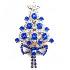 Xmas Tree with Bow Pin ~ Clear Blue