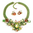 Nebthet Necklace Set with Earrings ~ Green Multicolor