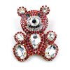 Teddy Bear Pin ~ Clear Crystal and Red