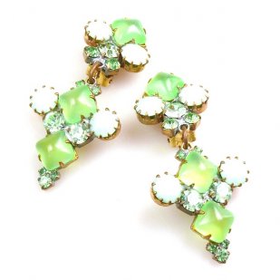 Bubbles Earrings with Clips ~ Neon Green