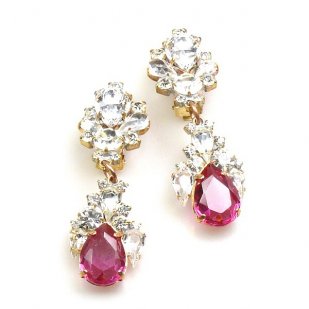 Timeless Clips on Earrings ~ Crystal with Fuchsia